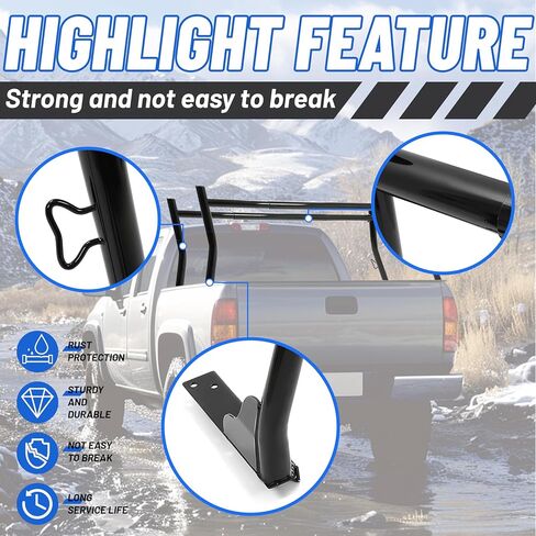 KUAFU Truck Ladder Rack Universal Adjustable Pick-Up Truck Bed Two-Bar Cargo Rack 1,000 lbs Capacity for Lumber, Ladder, Kayak in Saudi Arabia
