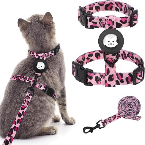 تسخير Cat Bingpet و Leash مجموعة الهروب للمشي ، وتسخير هريرة قابل للتعديل مع حامل الجوية للقطط الصغيرة المتوسطة الكبيرة (طباعة زهرة صفراء ، الرقبة: 8 "-12" ، الصدر: 12.5 "-18") in Kuwait
