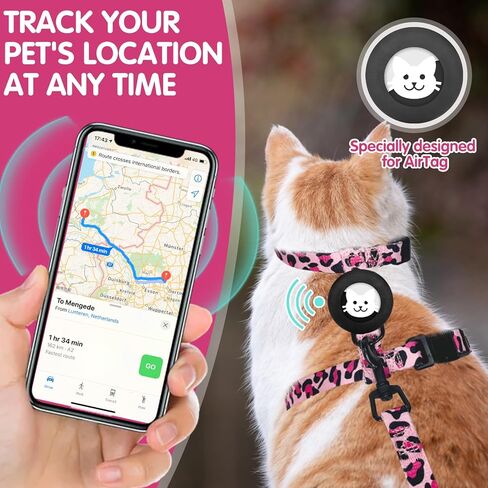 تسخير Cat Bingpet و Leash مجموعة الهروب للمشي ، وتسخير هريرة قابل للتعديل مع حامل الجوية للقطط الصغيرة المتوسطة الكبيرة (طباعة زهرة صفراء ، الرقبة: 8 "-12" ، الصدر: 12.5 "-18") in Kuwait