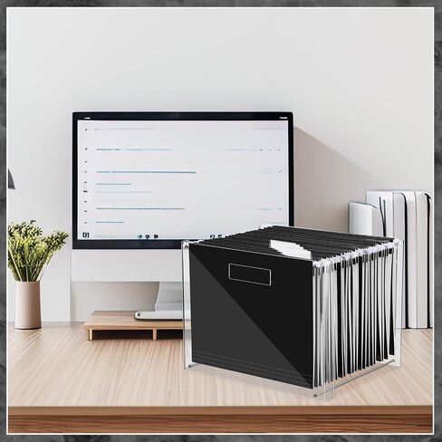 24 Hanging File Folder with Acrylic Organizer for Letter/a4 Size Desktop Clear File Storage Box with Handles for Home Work Office Use(Macaroon,Classic) in Saudi Arabia