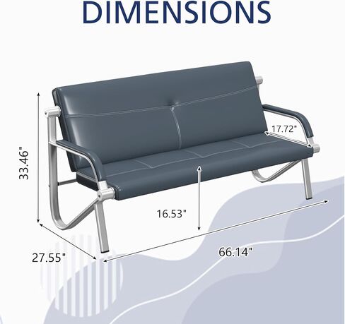 Waiting Room Chairs - 3 Seat PU Leather Bench, Office Guest Reception Chairs with Armrests, Office Bench Seating Lobby Furniture for Airport Clinic Hospital, Grey in Saudi Arabia