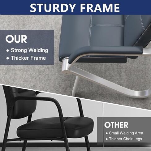 Waiting Room Chairs - 3 Seat PU Leather Bench, Office Guest Reception Chairs with Armrests, Office Bench Seating Lobby Furniture for Airport Clinic Hospital, Grey in Saudi Arabia