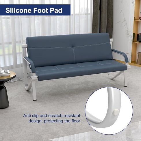 Waiting Room Chairs - 3 Seat PU Leather Bench, Office Guest Reception Chairs with Armrests, Office Bench Seating Lobby Furniture for Airport Clinic Hospital, Grey in Saudi Arabia
