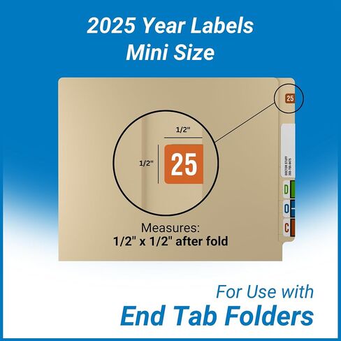 ملصقات Mini 2025 سنوات ، بنية ، متوافقة مع Smead Smym Series ، ملصقات Doctor Stuff 2025 مخطط ، ملصقات السنة التي تم صنعها على مدار علامات تبويب النهاية ، 500/لفة ، لفة واحدة ، 1/2 "× 1" - ملصقات صغيرة in Kuwait