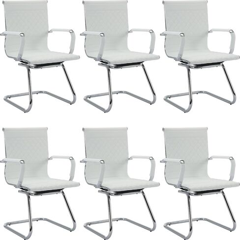 Office Chairs - Set of 2 Modern PU Leather Desk Chairs for Reception, Waiting Room & Conference Room - Mid Back, Navy in Kuwait