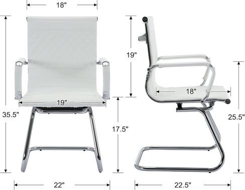 Office Chairs - Set of 2 Modern PU Leather Desk Chairs for Reception, Waiting Room & Conference Room - Mid Back, Navy in Kuwait