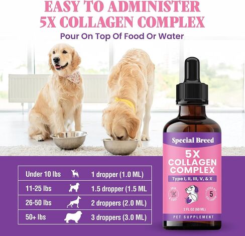 Premium Collagen for Dogs - Liquid Support for Joints, Skin, Coat, Bone, Immune System & HIPS - Collagen Supplement - Made in USA - 2oz in Kuwait
