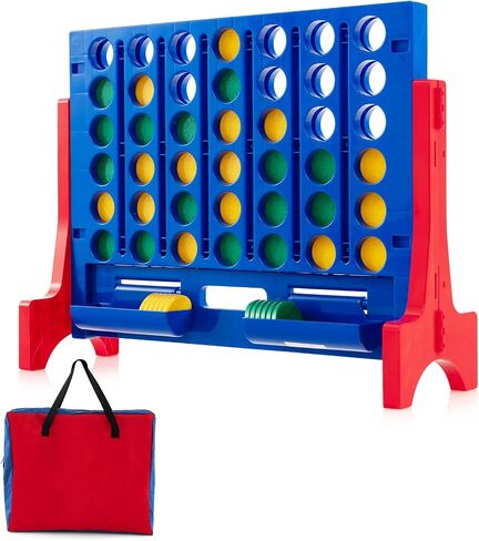 Costway Giant 4 On Rowning مع حقيبة حمل تخزين ، لعبة Jumbo من 4 إلى درجات مع شطرنج ، شريط تمرير سريع للأطفال البالغين ، الفناء الخلفي في الهواء الطلق الداخلي ، وقائم بذاته/جدار (أحمر وبرتقالي) in Saudi Arabia