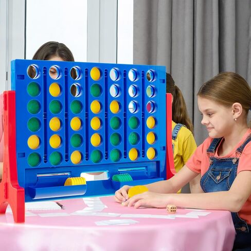 Costway Giant 4 On Rowning مع حقيبة حمل تخزين ، لعبة Jumbo من 4 إلى درجات مع شطرنج ، شريط تمرير سريع للأطفال البالغين ، الفناء الخلفي في الهواء الطلق الداخلي ، وقائم بذاته/جدار (أحمر وبرتقالي) in Saudi Arabia