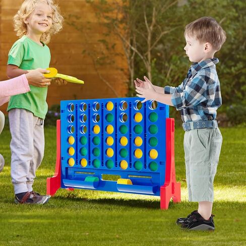 Costway Giant 4 On Rowning مع حقيبة حمل تخزين ، لعبة Jumbo من 4 إلى درجات مع شطرنج ، شريط تمرير سريع للأطفال البالغين ، الفناء الخلفي في الهواء الطلق الداخلي ، وقائم بذاته/جدار (أحمر وبرتقالي) in Saudi Arabia
