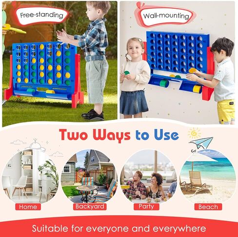 Costway Giant 4 On Rowning مع حقيبة حمل تخزين ، لعبة Jumbo من 4 إلى درجات مع شطرنج ، شريط تمرير سريع للأطفال البالغين ، الفناء الخلفي في الهواء الطلق الداخلي ، وقائم بذاته/جدار (أحمر وبرتقالي) in Saudi Arabia