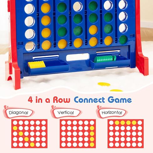 Costway Giant 4 On Rowning مع حقيبة حمل تخزين ، لعبة Jumbo من 4 إلى درجات مع شطرنج ، شريط تمرير سريع للأطفال البالغين ، الفناء الخلفي في الهواء الطلق الداخلي ، وقائم بذاته/جدار (أحمر وبرتقالي) in Saudi Arabia