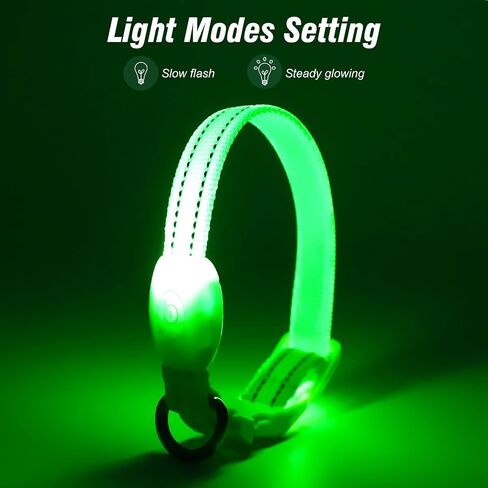 Visinite Light Up Dog Collars for Small Dogs,LED Dog Collar Light Rechargeable,Fully Adjustable Lighted Dog Collar,Glow in The Dark Dog Collars with Dog Lights for Night Walking,Green in Saudi Arabia