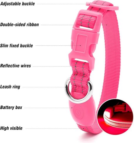 Visinite Light Up Dog Collars for Small Dogs,LED Dog Collar Light Rechargeable,Fully Adjustable Lighted Dog Collar,Glow in The Dark Dog Collars with Dog Lights for Night Walking,Green in Saudi Arabia