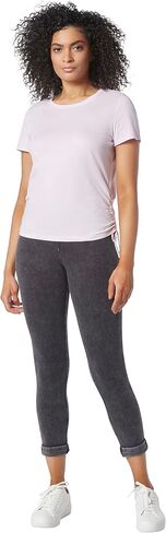 Andrew Marc Women's Faux Denim Cropped Legging, Regular Sizes, Black Slit-Plus in Saudi Arabia