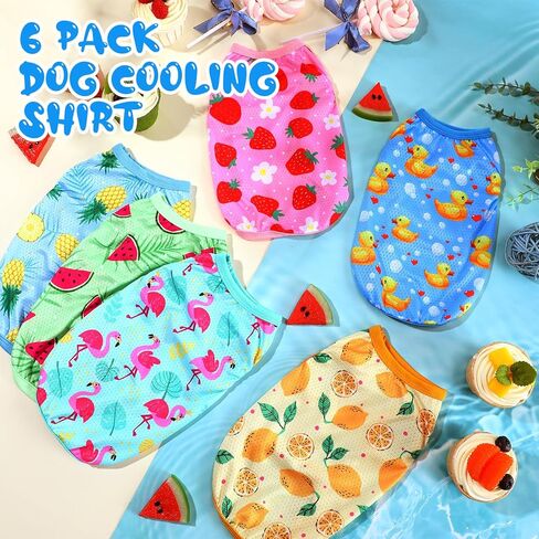 Abbylike 6 Pack Summer Dorts for Dog ، قمصان الكلب المسدود ، والتبريد السريع سريع الجفاف للحيوانات الأليفة ، سترة جرو القطط التنفس ، أعلى دبابة لتدريبات المشي لمسافات طويلة في صيد الحيوانات الأليفة (L) in Kuwait
