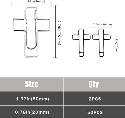 Christian Bible Study Supplies - 50 Cross Paper Clips, 2 Pen Holders, Rust-Resistant Metal, Gift for Church, Sunday School in Kuwait
