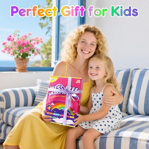 Scratch Art Books for Kids, 6 Packs Rainbow Scratch Notebook, Crafts Kit with Reusable Cleaner Tool, Mess-Free Art Crafts for Kids Ages 4-8, Travel, Gifts for 4 5 6 7 8 9 Year Old Girl Boy in Saudi Arabia