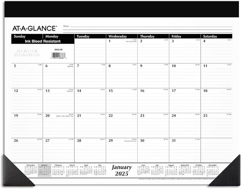 AT-A-GLANCE 2025 Desk Calendar, Monthly, Desk Pad, 21-3/4" x 17", Standard (SK220025) in Saudi Arabia