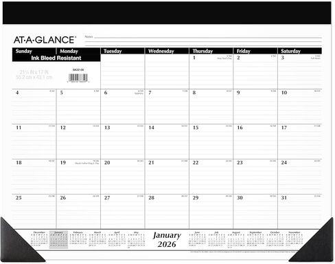 AT-A-GLANCE 2025 التقويم المكتبي ، شهريًا ، لوحة مكتب ، 21-3/4 "× 17" ، قياسي (SK220025) in Kuwait