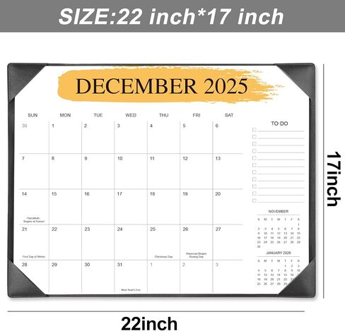 التقويم المكتبي 2025-2026-تقويم سطح المكتب لمدة 18 شهرًا من يوليو 2025 إلى ديسمبر 2026 ، للمكتب والمدرسة والمنزل-تقويم مكتب المعلم الكبير 22x17 (أسود) in Kuwait