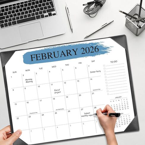 التقويم المكتبي 2025-2026-تقويم سطح المكتب لمدة 18 شهرًا من يوليو 2025 إلى ديسمبر 2026 ، للمكتب والمدرسة والمنزل-تقويم مكتب المعلم الكبير 22x17 (أسود) in Kuwait
