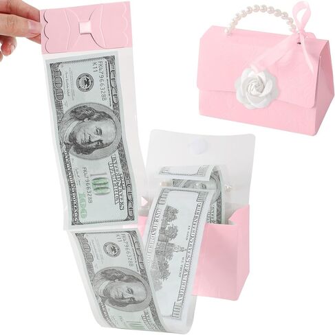Money Pull Box for Cash, Surprise Box Mini Rose Handbags with 30 Pcs Transparent Bags for Christmas Party Birthday in Saudi Arabia
