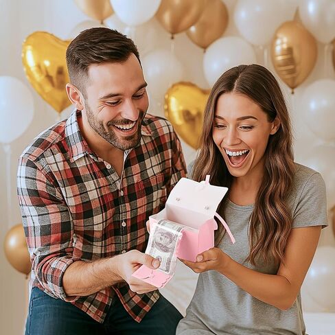 Money Pull Box for Cash, Surprise Box Mini Rose Handbags with 30 Pcs Transparent Bags for Christmas Party Birthday in Saudi Arabia