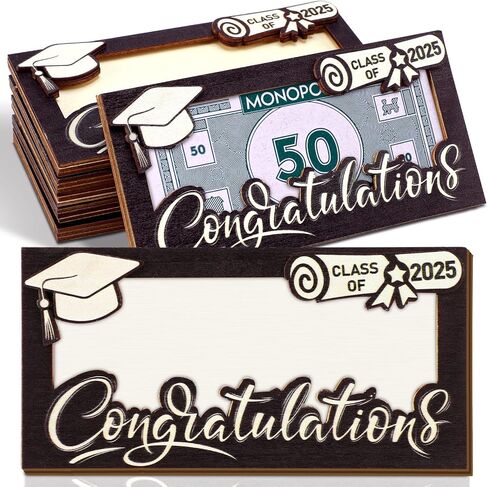 ReliThick 6 Pcs 2025 Graduation Personalized Money Holder Gift Cash Holder Grad Party Favors Wood Money Decor for Graduation in Saudi Arabia