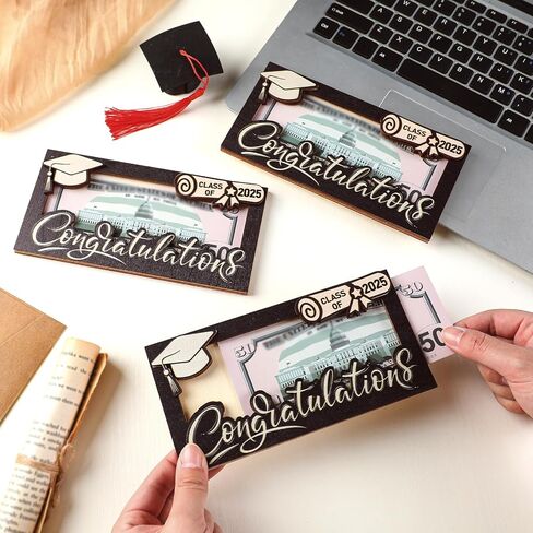 ReliThick 6 Pcs 2025 Graduation Personalized Money Holder Gift Cash Holder Grad Party Favors Wood Money Decor for Graduation in Saudi Arabia