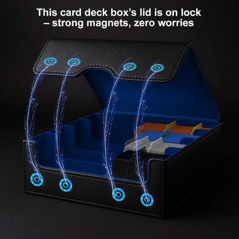 Trading Card Storage Box (3000+ Cards Capacity) – Magnetic MTG Deck Box, Waterproof PU Leather, Thickened Material – Includes 24 Dividers, 4 Card Stands, 6 Cleaning Cloths – Card Box for TCG & YuGiOh in Saudi Arabia