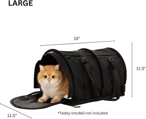 Sturdibag Pro 3.0 Pet Travel Carrier للقطط والكلاب-على الوجهين مع مقاطع السلامة وأشرطة حزام الأمان للسفر للطائرات أو السيارات | كبير ، أسود in Kuwait