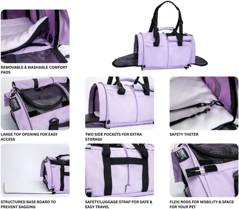 Sturdibag Pro 3.0 Pet Travel Carrier للقطط والكلاب-على الوجهين مع مقاطع السلامة وأشرطة حزام الأمان للسفر للطائرات أو السيارات | كبير ، أسود in Kuwait