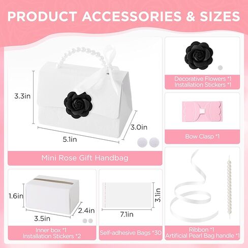 صندوق سحب الأموال نقدًا ، حقائب اليد Mini Rose Box Mini مع 30 جهازًا شفافًا لعيد ميلاد حفلة عيد الميلاد in Kuwait