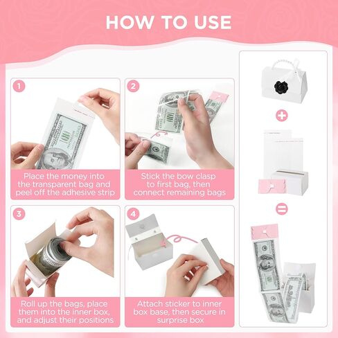 صندوق سحب الأموال نقدًا ، حقائب اليد Mini Rose Box Mini مع 30 جهازًا شفافًا لعيد ميلاد حفلة عيد الميلاد in Kuwait