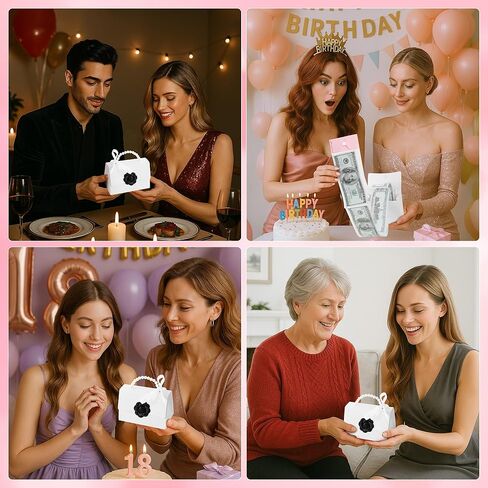 صندوق سحب الأموال نقدًا ، حقائب اليد Mini Rose Box Mini مع 30 جهازًا شفافًا لعيد ميلاد حفلة عيد الميلاد in Kuwait