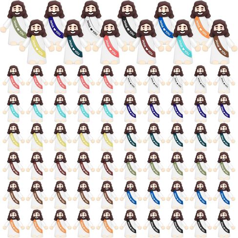 Draupnir 60PCS Little Jesus Figures Easter Mini Jesus Figurines in Bulk, Jesus Love You Religious Jesus Figures Gift Easter Egg Stuffers(Macaron,Jesus Love You) in Saudi Arabia