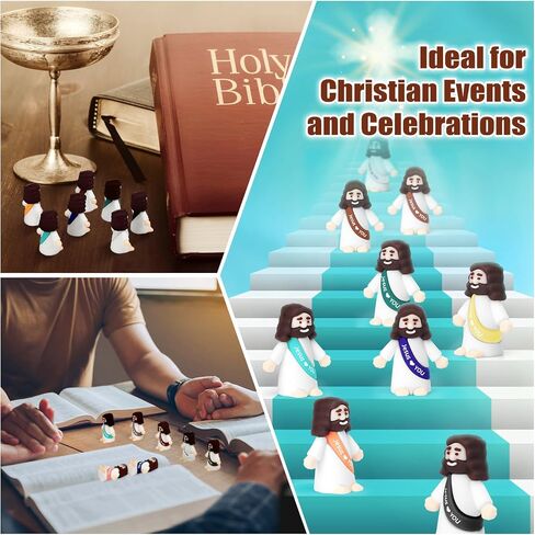 Draupnir 60PCS Little Jesus Figures Easter Mini Jesus Figurines in Bulk, Jesus Love You Religious Jesus Figures Gift Easter Egg Stuffers(Macaron,Jesus Love You) in Saudi Arabia