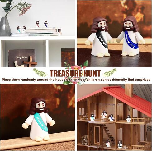 Draupnir 60PCS Little Jesus Figures Easter Mini Jesus Figurines in Bulk, Jesus Love You Religious Jesus Figures Gift Easter Egg Stuffers(Macaron,Jesus Love You) in Saudi Arabia