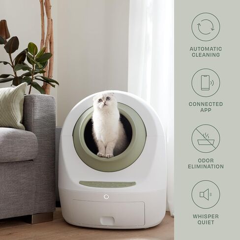 Casa Leo Leo’s Loo’s Loo Too Too-Charing Cat Box ، التحكم في تطبيقات Wi-Fi ، <30 ديسيبل همس نوبت ، مستشعرات مضادة للقرعة ، الدفاع عن رائحة الأشعة فوق البنفسجية ، مراقبة الصحة ، 24 × 22 × 27.6 بوصة in Saudi Arabia
