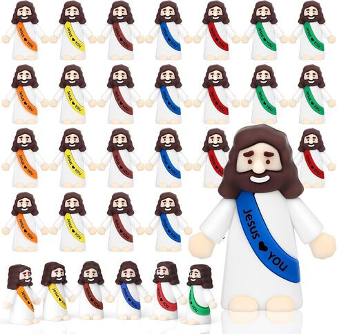 Draupnir 60PCS Little Jesus Figures Easter Mini Jesus Figurines in Bulk, Jesus Love You Religious Jesus Figures Gift Easter Egg Stuffers(Macaron,Jesus Love You) in Saudi Arabia