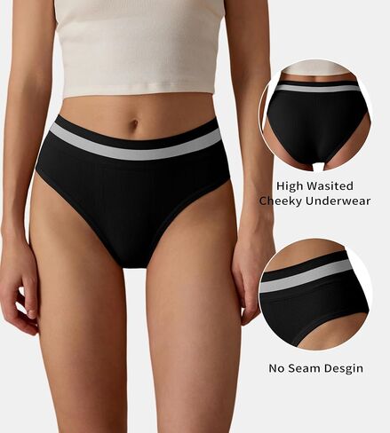 SHARICCA High Wasited Underwear for Women So Stretchy Comfy Cheeky Panties High Rise Bikini Underwear Workout Pack in Saudi Arabia