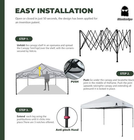 10x10 Pop Up Canopy Tent, Upgraded One-Push Tent Straight Leg Canopy, Outdoor Camping Tent, Cooking Canopy Tents with Wheeled Carry Case, 8 Spikes and 4 Ropes (White 2.0, 10 Ft x 10 Ft) in Saudi Arabia