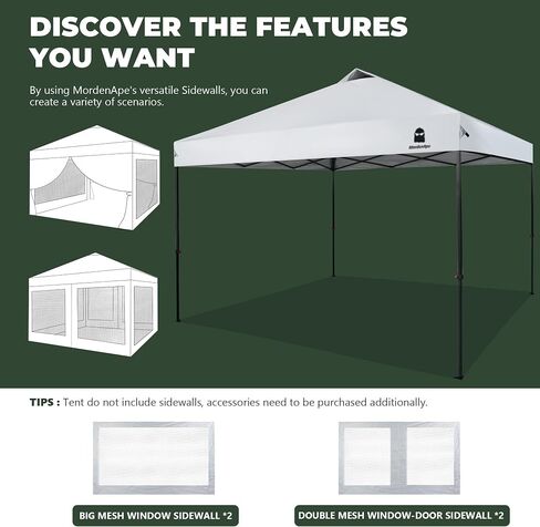 10x10 Pop Up Canopy Tent, Upgraded One-Push Tent Straight Leg Canopy, Outdoor Camping Tent, Cooking Canopy Tents with Wheeled Carry Case, 8 Spikes and 4 Ropes (White 2.0, 10 Ft x 10 Ft) in Saudi Arabia