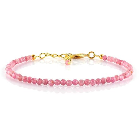 Infinitygemsart Natural Pink Tourmaline Gemstone Micro Beads المجوهرات السوار اللطيفة للنساء ، أحجار المواليد أكتوبر ، بلورات شفاء الطاقة ، سلسلة مقعدة الذهب 14K 8 بوصة in Saudi Arabia