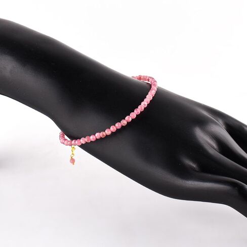 Infinitygemsart Natural Pink Tourmaline Gemstone Micro Beads المجوهرات السوار اللطيفة للنساء ، أحجار المواليد أكتوبر ، بلورات شفاء الطاقة ، سلسلة مقعدة الذهب 14K 8 بوصة in Saudi Arabia
