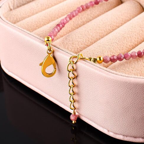 Infinitygemsart Natural Pink Tourmaline Gemstone Micro Beads المجوهرات السوار اللطيفة للنساء ، أحجار المواليد أكتوبر ، بلورات شفاء الطاقة ، سلسلة مقعدة الذهب 14K 8 بوصة in Saudi Arabia