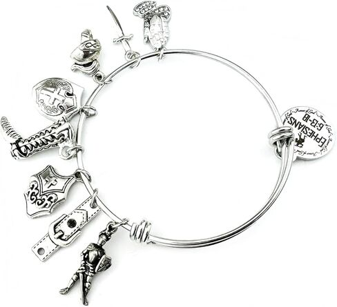 Armor of God Stainless Steel Adjustable Bangle Charm Bracelet Scripture Verse Christian Gift for Her (without Bible Book Bead) in Kuwait