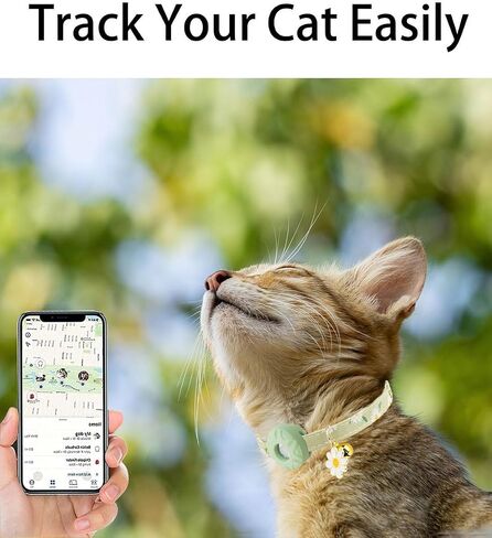 طوق القط المنفصل مع حامل الجوية ، وطوق هريرة مع حامل علامة Apple Air و Bell for Girl Boy Cats ، وعرضه 0.4 بوصة وخفيفة الوزن. (الفراولة الوردية) in Kuwait