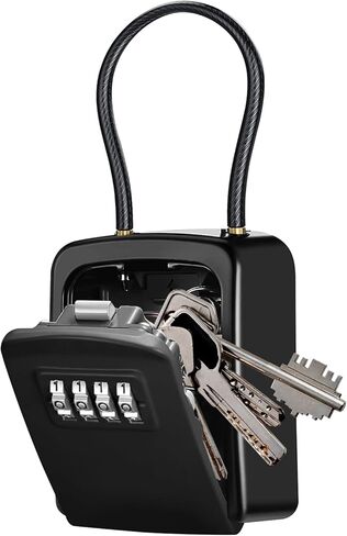 Key Lock Box,4-Digit Combination Key Safe Box,Resettable Code Security Key Storage Box with Removable Shackle for Indoor Outdoor Home, Office, Garage, School, Gym, Airbnb in Saudi Arabia
